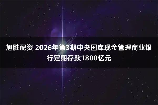旭胜配资 2026年第3期中央国库现金管理商业银行定期存款1800亿元