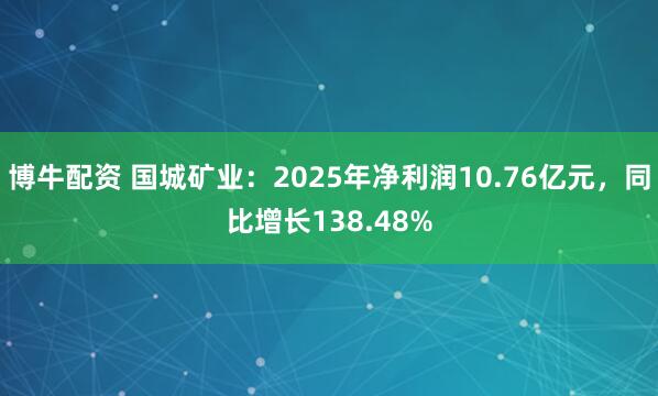 博牛配资 国城矿业：2025年净利润10.76亿元，同比增长138.48%